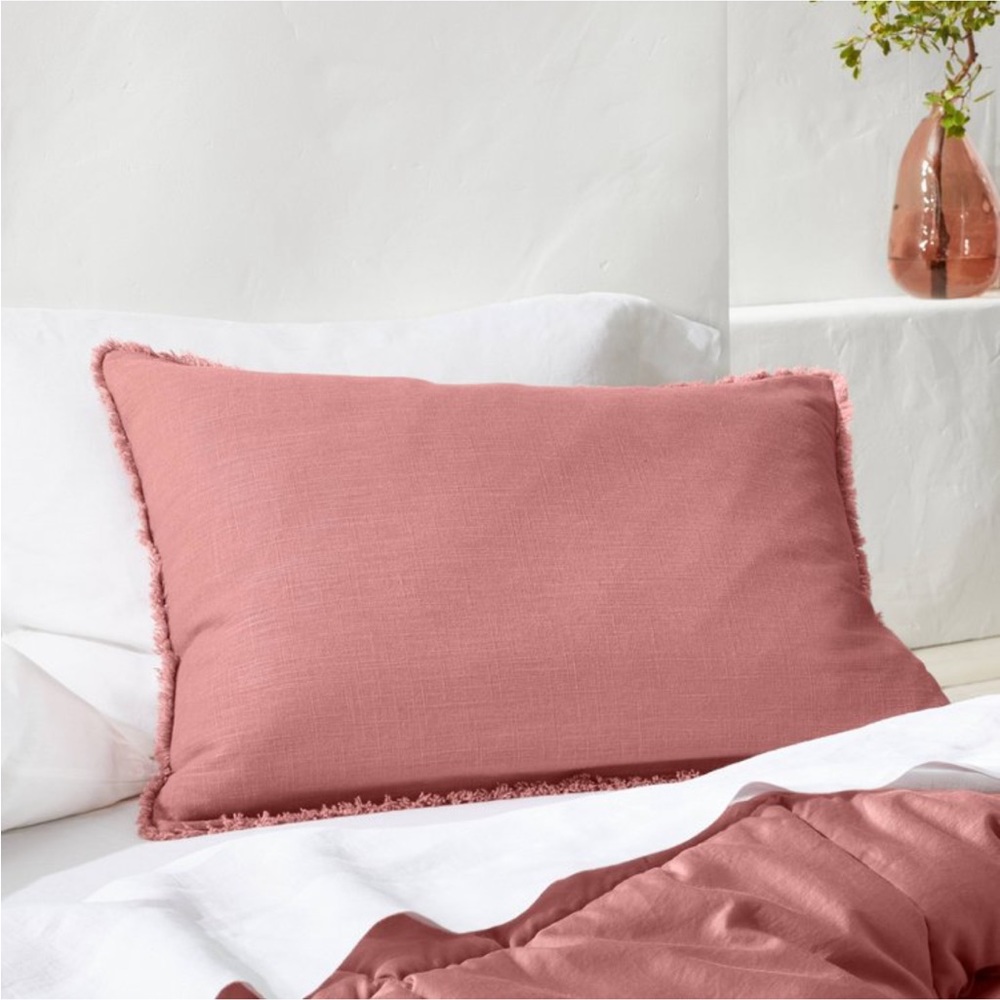 New Casaluna Pillow Sham Linen Blend Heavyweight Standard Size in Rose Pink